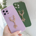 FELMYST Original Case For OPPO Realme C17 3D Metal Deer Head Elk Luxury Square Liquid Silicone Back Mobile Phone Casing Boy Men Gril Gift Soft Lens Protect Cover. 