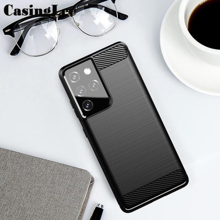 Casinglee For Galaxy S22 Ultra Case Carbon fiber drawing Soft TPU Silicone Back Cover for Samsung S22 Ultra Phone case