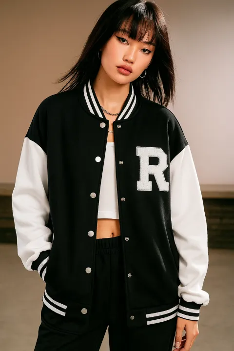 Varsity Iconic R Printed Varsity Baseball Jacket - Image 2