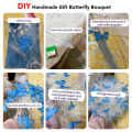 Diy Butterfly Bouquets Handmade Butterfly Flower Material Package Bouquet with Light String Wedding Decor Gift for Girlfriend. 
