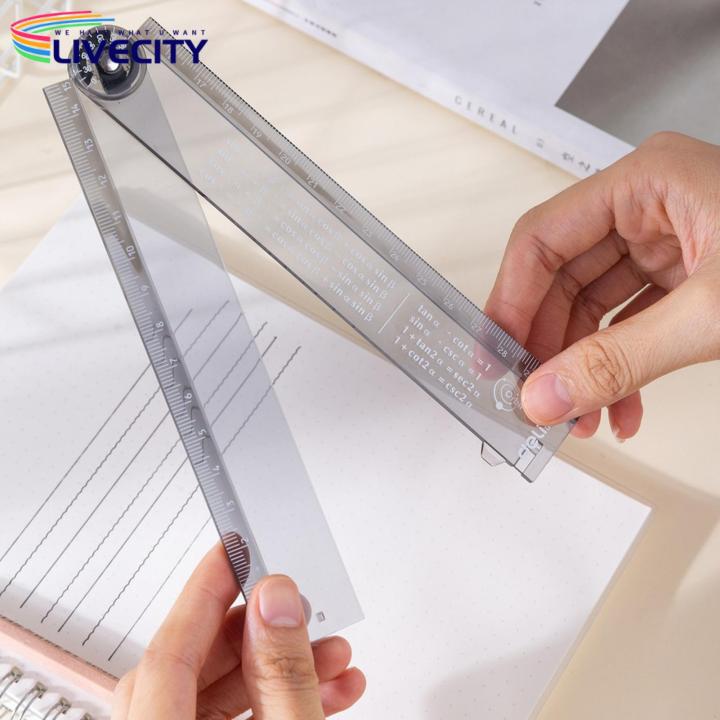 Foldable Design Ruler Flexible Folding Ruler Adjustable Transparent Angle Measurement Tool for School Home Portable Easy to Use
