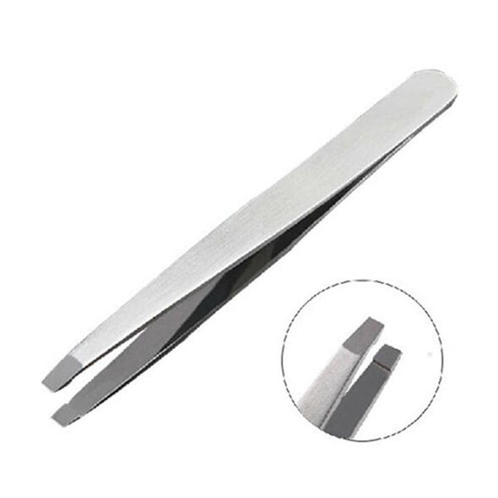Stainless Steel Eyebrow Tweezer Silver Slant Tip