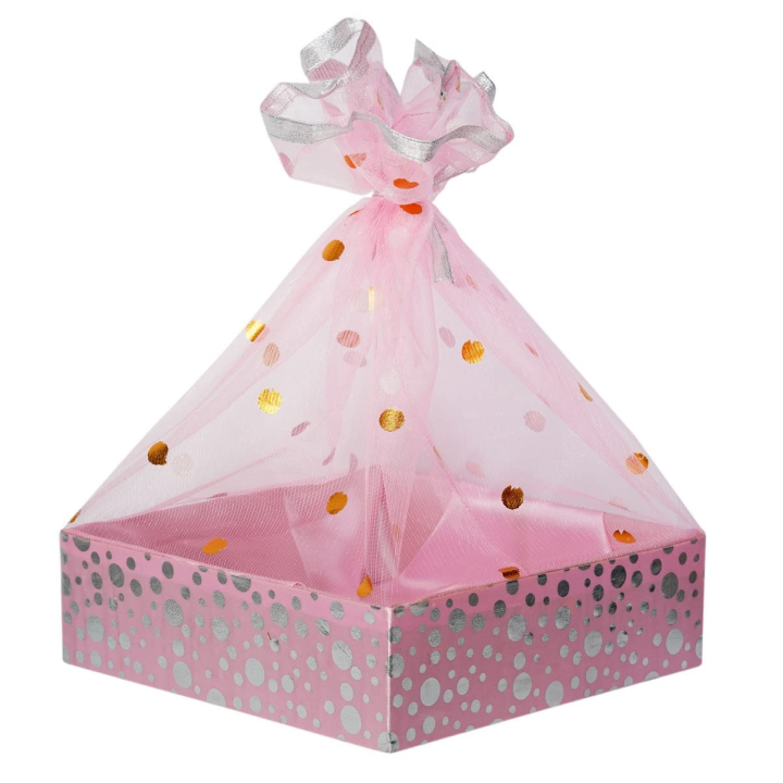 Basket for gift with net wrapping (golden)  Birthday/Anniversary/Wedding birthday gift /anniversary gift /wedding gift/ corporate gifts/gift for her/ gift for him