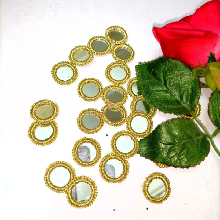 12 pcs handmade karoshiya round mirror work for dress / mirror work for dupatta / mirror work for shirt / mirror work for trouser