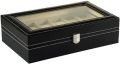 6/10/12 Leather  Watch Box Display Case Organizer with Framed Glass Lid Elegant Contrast and Removable Pillow for Men and Women Watch and Jewelry Large Holder Boxes. 