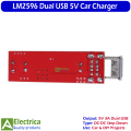 LM2596 DC-DC Step Down Converter Dual USB 5V 3A Car Charger Buck Converter Module Adjustable Power Supply by Electrica. 