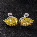 1Pair Fashion Swan Needle Earring Temperament Crystal Rhinestone Jewelry Podazz. 