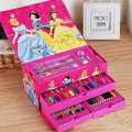 Multi Colour 54 Pieces Kids Art Artist Set in a Box with Drawers Pens Pencils Crayons Paints. 