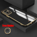 Biruiqu for Infinix Hot 12 Back Cover Luxury 6D Plating Frame Shiny Bling Phone Pounch Soft Silicone Square Phone Case. 