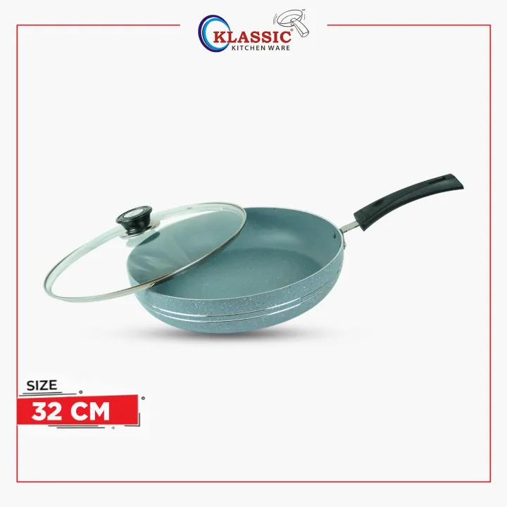 Klassic Large Size Frying pan with lid 32cm Marble Coated
