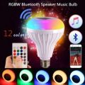 Bluetooth Speaker Bulb Smart LED RGB + Remote Control Wireless Disco Audio Music Multi Color Dimmable Lamp 12W. 