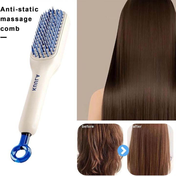 Portable Telescopic Self Cleaning Hair Brush, One-Click Cleaning Telescopic Hair Comb, Anti-Static Telescopic Hairbrush, Anti-Hair Entangled Automatic Cleaning Portable Comb