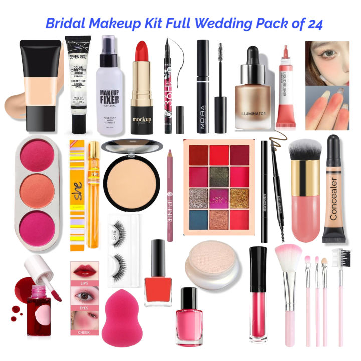 Pack of 24 Bridal Full Shadi Wending Makeup Deals Foundation + Primer + Concealer + Highlighter + Mascara + Eyeshadow High Quality Cosmetics