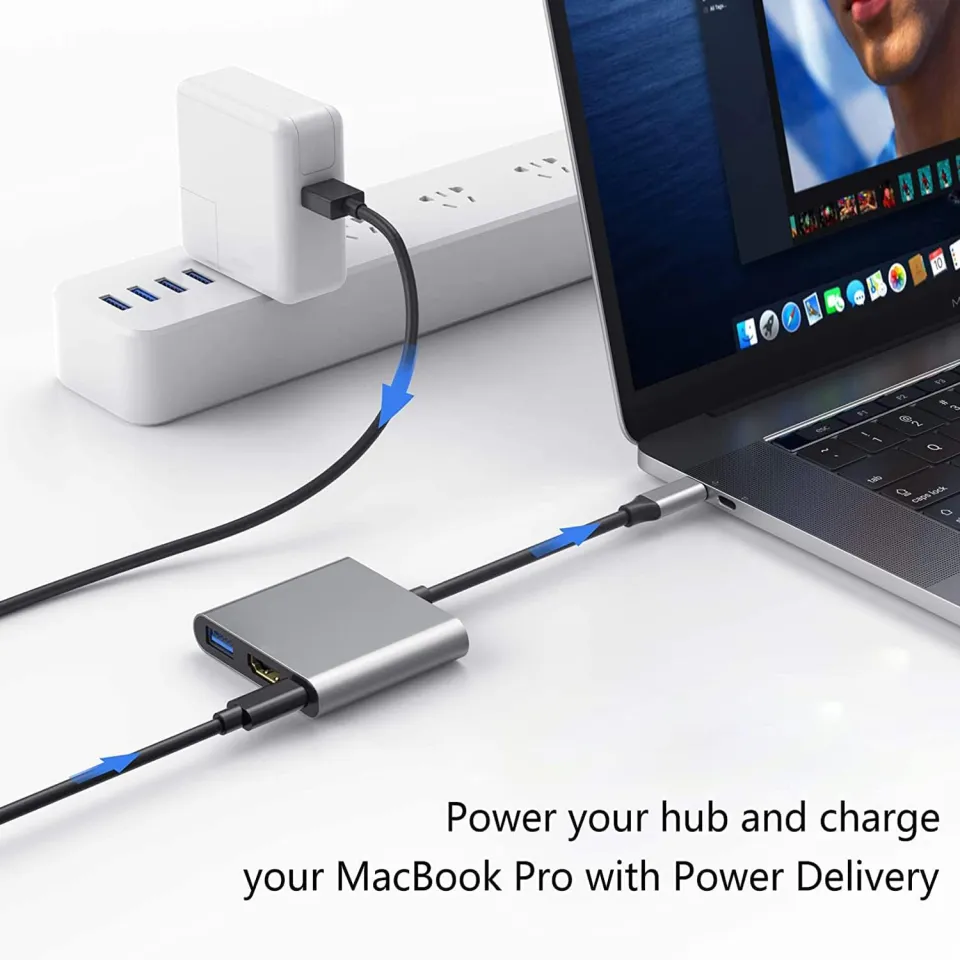 USB C to HDMI Adapter,USB Type C Digital AV Multiport Adapter,3 in