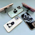Hstyle For vivo Y20 Shiny electroplated TPU stereoscopic black violent bear ring standing back cover square cover girls and boys gift soft hard waterproof fall proof protective sleeve ring sari. Gift: lanyard. 