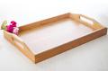 Solid Bamboo Wood Serving Tray, Tea Coffee Food Platter Tray Home Decoration (Set of 3). 