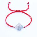 Gold Color Micro CZ Four Leaf Clover Crosses Black Rope Bracelet Men Boys Girls Love Red Thread Couples Bracelet Women Jewelry. 