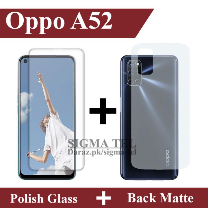 Oppo A52 Tempered Glass Screen Protector Polish Glass + Back Matte Protector Soft Skin Sheet Soft Film Protector For Oppo A52