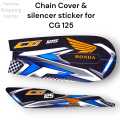 chain cover sticker for 125 cc cg Honda with Silencer Sticker / design sticker for chain cover Honda 125 with Silencer Sticker/ sticker chain cover with Silencer Sticker colour black 2025/Silencer Sticker & Chain Cover Sticker for 125 Honda Motorcycles. 