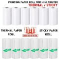 Mini Printer Paper Roll For Printing Self Adhesive Printing Paper - Thermal Paper & Sticky Paper - For Portable Bluetooth Mini Pocket Printer - For Printing Photos/ Pictures/ Office Receipt/ Labels/ Note/ QR Code/ Labels/ Memo. 