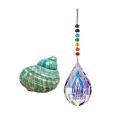 2Pcs Home Decorations: 1 Pcs Sun Catcher Feng Shui Crystals Window Drop Prism & 1 Pcs 10CM Green Turbo Sea Shell Conch. 