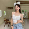 Korean version lace camisole tank top for women's new hot girl design niche and pure desire short slim fit inner layer base shirt. 