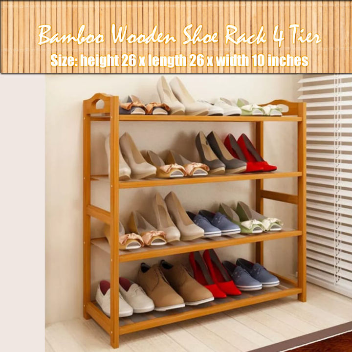 Tier 4 Bamboo Wooden Shoe Rack Organizer Daraz.pk