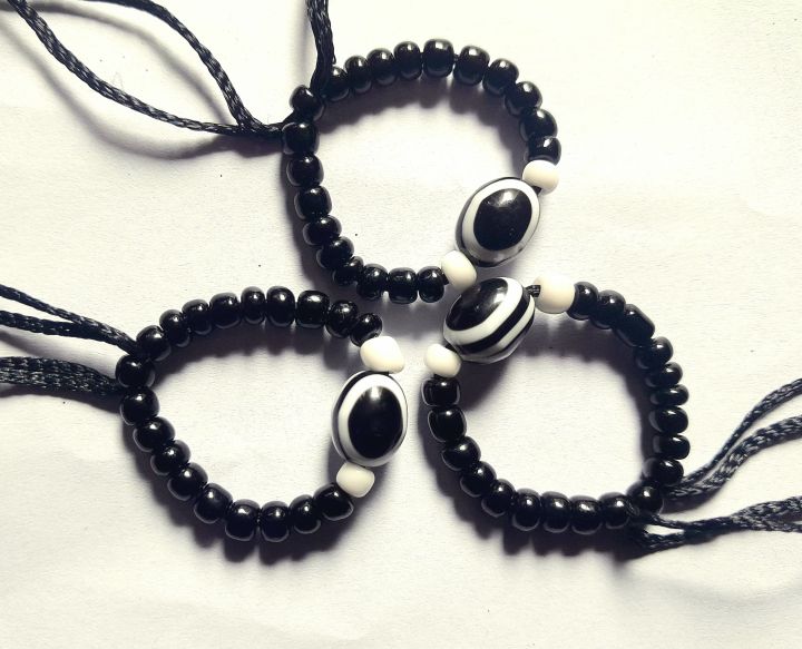 Pack Of Black Beads Bracelet for Kids Adjustable Wrist Band For