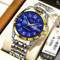 Roshnni Swiss original genuine automatic mechanical watch men's waterproof luminous calendar imported movement business steel watch. 