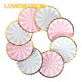 Loveseason Paper Dishes Indeformable Bronzing Stripe Paper Disc Decorations. 