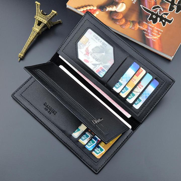 Leather Long Wallet For Men Slim Money Mobile Wallet Card Holder ( 3 designs )