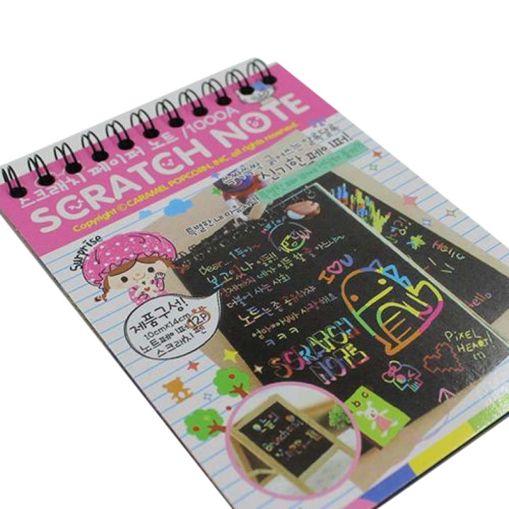 A6 Size Rainbow Scratch Note Pad Scratch book with wooden Stick size 10 cm x 14 cm 10 Sheets