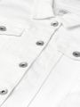 HB Women White Solid Denim Jacket. 