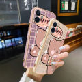 YIWESAN Case For Huawei P20 Case Cartoon Cute Happy Bear Side New Design Phone Case Square Edge Pattern Silicone Softcase Luxury Plating Casing Full Cover Camera Shockproof Protection Cases. 