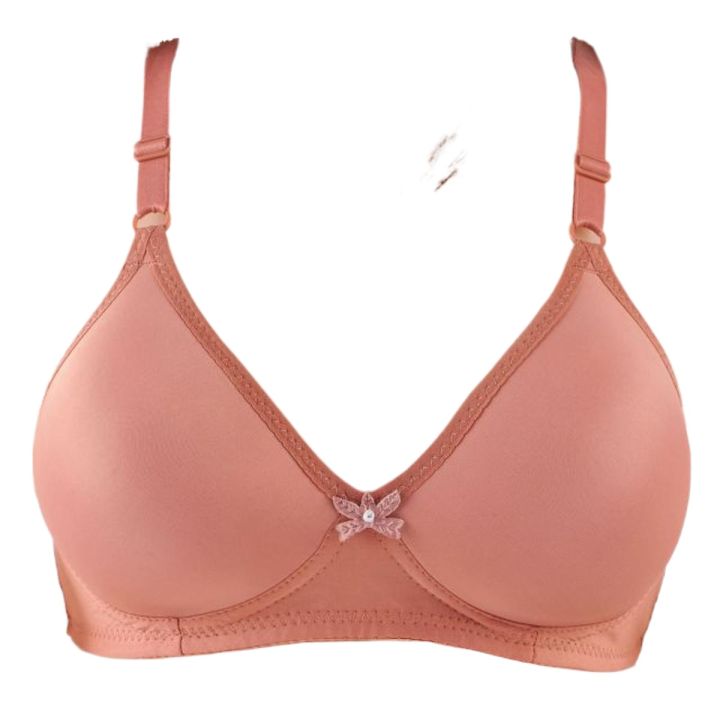 Non Wired Brazier for Women Plain Foam Padded Lifting Bras for Girls with Adjustable Straps and Back Closure for B and C Cups