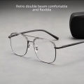 Retro Double Bridge Metal Mens Glasses Frame With Simple Transparent Lens Mens Glasses And Large Frame. 