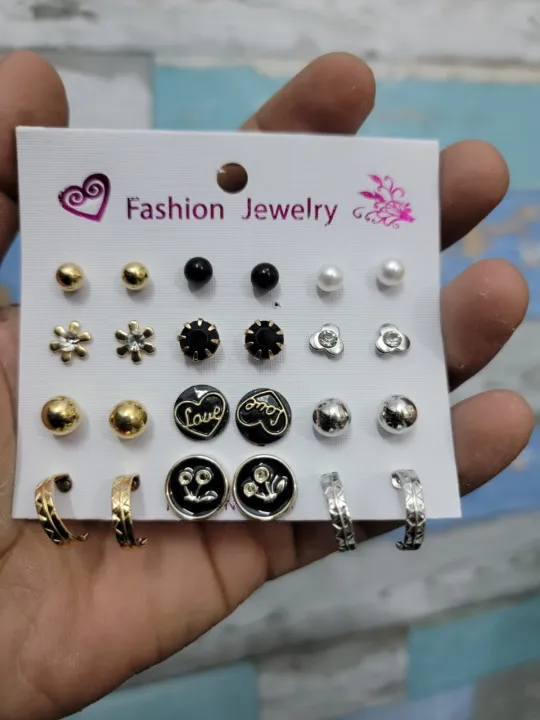 Women%E2%80%99s%20Elegant%20Stud%20Earrings%20Set%20%E2%80%93%2012%20Pairs%20Collection%20-%20Image%204