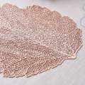 Decorative Table Mats Plastic Table Cover & PVC Placemat Set Round Floral Leaf Design Pack of 6 Table Mats for Dining Table. 