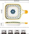 Techmanistan Random Design - Ceramic Casserole Dishes with Handle, Small Oven Plate, Baked Rice Baking Tray Cake Tray Pizza Oven Dinner Plate Korean Bowl, Japanese Style Ceramic Home Fruit Plate New Flower Creative Brief Cute Square Plates. 
