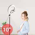 10(inch) 26cm Ring Light With Phone Holder & 3 Shades of Colours Only Ring light For Video Making Selfie Ring Light Photography Dimmable Makeup 26cm Ring Light Video Live 12w 5500k LED Fill Ring Lamp with Phone Holder USB Plug.. 