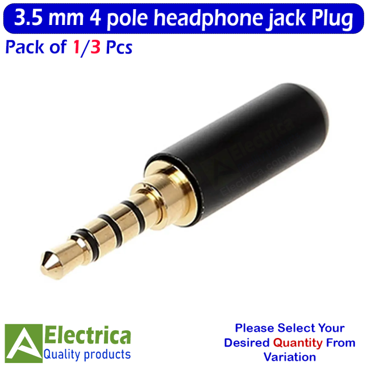1/3 pcs 3.5mm 4 Pole Headphones Male Plug Audio Jack Adapter Connector by ELectrica Daraz.pk