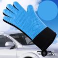 Premium Oven Gloves Insulated Long Anti-scalding Mitts for Cooking black. 