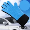 Premium Oven Gloves Insulated Long Anti-scalding Mitts for Cooking black. 