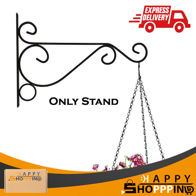 Iron Garden Wall Hanging Stand, Flower Pot hanger, Wall Mounted Plant Hook Flower Hook, Decoration for Garden Basket, (Without Pot)