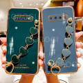 For Samsung Galaxy S10 Plus Back Cover with 3D Love Heart Wristband Chain Fashion Bracelet Shiny Plating Phone Case Soft Silicone Bumper Protective Cover. 