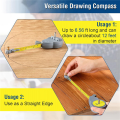 2X Rotape Tape Measure Compass with 20 Pencil Leads,Measure Beam Compass for Drawing Circles and Lines with Tape Measure. 