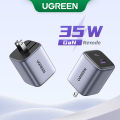 UGREEN 35W GaN USB C Wall Charger 1A1C Dual Port Fast Charging PD 3.0 QC 4.0, US EU Plug Options with Optional USB C Cable, Compatible with Samsung Galaxy S25 S24 Ultra, iPhone 16 15 Pro Max, OPPO Reno 12 11, Xiaomi 15 Pro. 