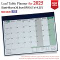 Table Planner for the year 2025 for Monthly, Weekly and Daily planning by Leaf Diaries. 