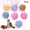 2Pcs Pet Cat Kitten Rope Weave Ball Molar Playing Chew Scratch Catch Toy. 