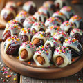 Pack of 12 White Chocolate and almond dates (Kajuur) | White chocolate dates covered with white chocolate and sprinkles with almond inside. 